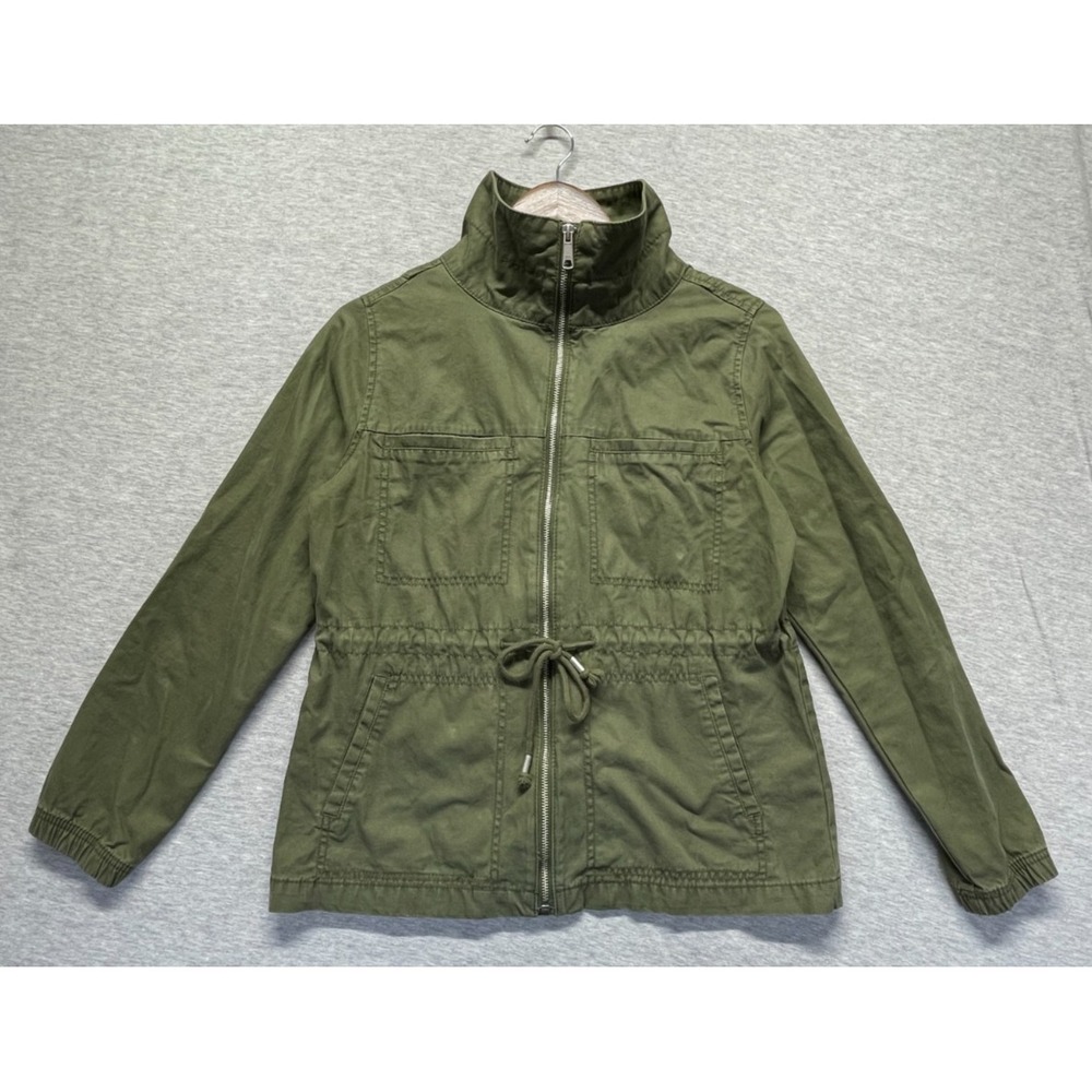Old Navy Military Jacket Womens Small Olive Green Cotton Mock Neck Full Zip